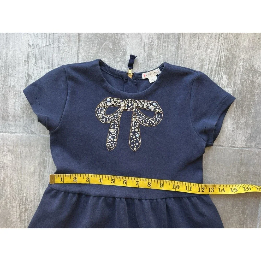 Crewcuts J.Crew Navy Rhinestone Jeweled Embellished Bow Party Holiday Dress 6